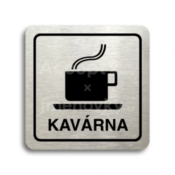 Piktogram "kavárna" - stříbrná tabulka - černý tisk