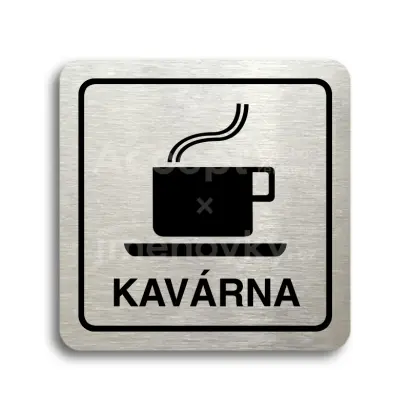 Piktogram "kavárna" - stříbrná tabulka - černý tisk