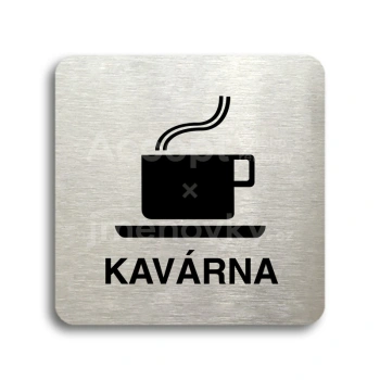 Piktogram "kavárna" - stříbrná tabulka - černý tisk bez rámečku