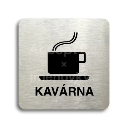 Piktogram "kavárna" - stříbrná tabulka - černý tisk bez rámečku