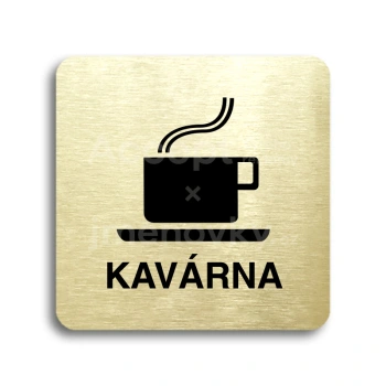 Piktogram "kavárna" - zlatá tabulka - černý tisk bez rámečku