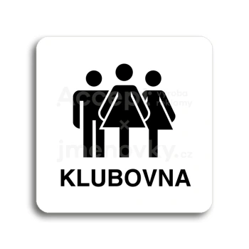 Piktogram "klubovna V" - bílá tabulka - černý tisk bez rámečku