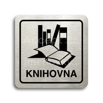 Piktogram "knihovna" - stříbrná tabulka - černý tisk