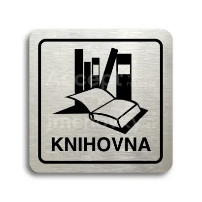Piktogram "knihovna" - stříbrná tabulka - černý tisk