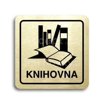Piktogram "knihovna" - zlatá tabulka - černý tisk