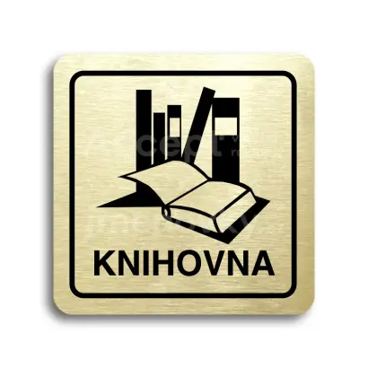 Piktogram "knihovna" - zlatá tabulka - černý tisk