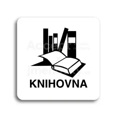 Piktogram "knihovna" - bílá tabulka - černý tisk bez rámečku