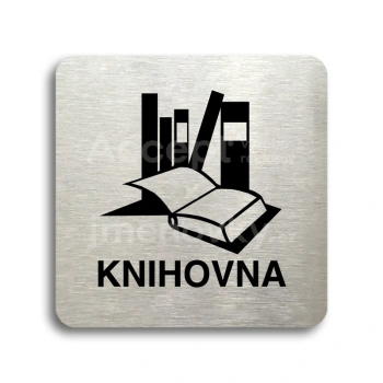 Piktogram "knihovna" - stříbrná tabulka - černý tisk bez rámečku
