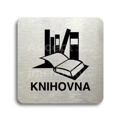 Piktogram "knihovna" - stříbrná tabulka - černý tisk bez rámečku