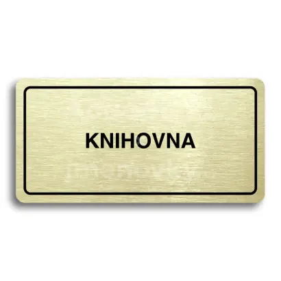 Piktogram "KNIHOVNA" - zlatá tabulka - černý tisk