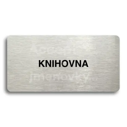 Piktogram "KNIHOVNA" - stříbrná tabulka - černý tisk bez rámečku