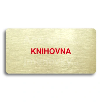 Piktogram "KNIHOVNA" - zlatá tabulka - barevný tisk bez rámečku