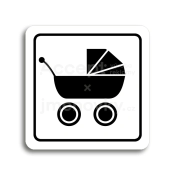 Piktogram "kočárek" - bílá tabulka - černý tisk