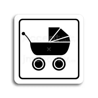 Piktogram "kočárek" - bílá tabulka - černý tisk