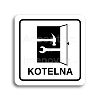 Piktogram "kotelna" - bílá tabulka - černý tisk