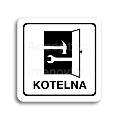 Piktogram "kotelna" - bílá tabulka - černý tisk