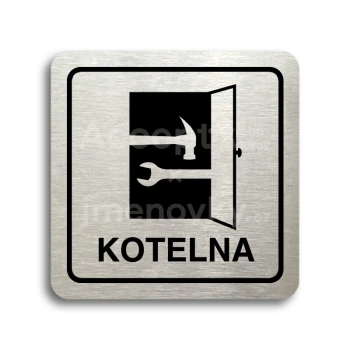 Piktogram "kotelna" - stříbrná tabulka - černý tisk