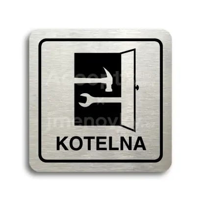 Piktogram "kotelna" - stříbrná tabulka - černý tisk