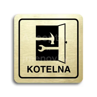 Piktogram "kotelna" - zlatá tabulka - černý tisk