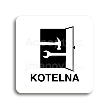 Piktogram "kotelna" - bílá tabulka - černý tisk bez rámečku