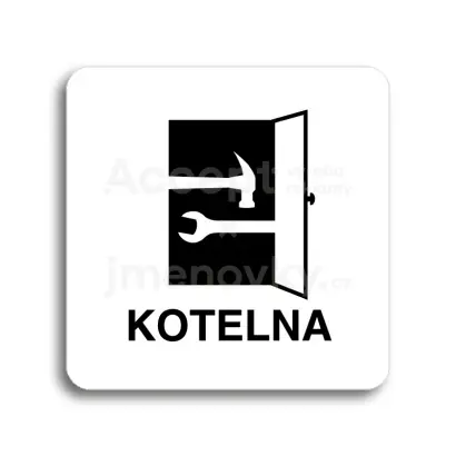 Piktogram "kotelna" - bílá tabulka - černý tisk bez rámečku