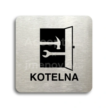 Piktogram "kotelna" - stříbrná tabulka - černý tisk bez rámečku