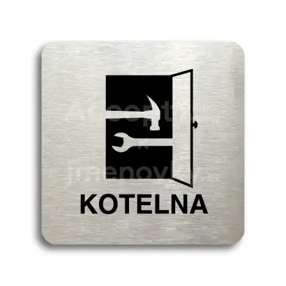 Piktogram "kotelna" - stříbrná tabulka - černý tisk bez rámečku