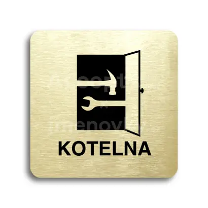 Piktogram "kotelna" - zlatá tabulka - černý tisk bez rámečku