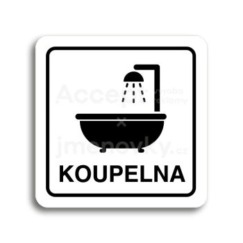 Piktogram "koupelna II" - bílá tabulka - černý tisk
