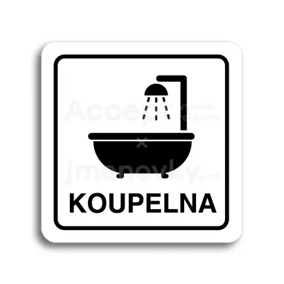 Piktogram "koupelna II" - bílá tabulka - černý tisk