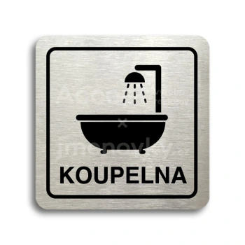 Piktogram "koupelna II" - stříbrná tabulka - černý tisk