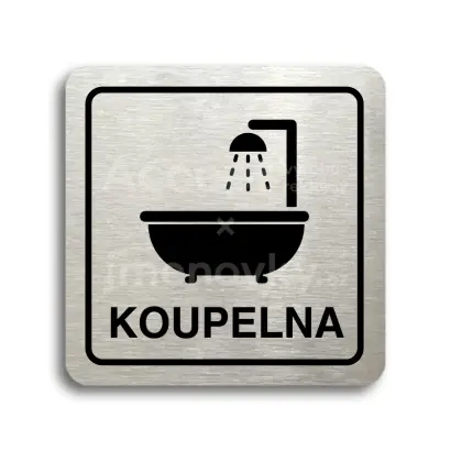 Piktogram "koupelna II" - stříbrná tabulka - černý tisk
