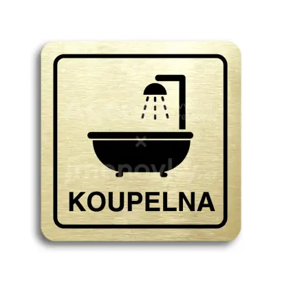 Piktogram "koupelna II" - zlatá tabulka - černý tisk