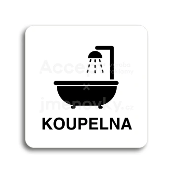 Piktogram "koupelna II" - bílá tabulka - černý tisk bez rámečku