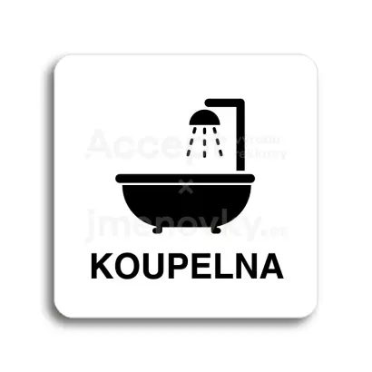 Piktogram "koupelna II" - bílá tabulka - černý tisk bez rámečku