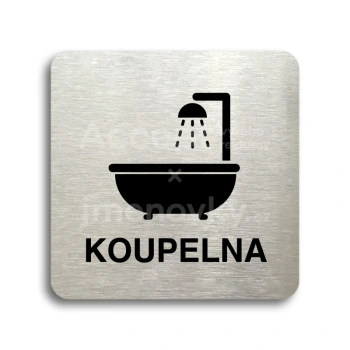 Piktogram "koupelna II" - stříbrná tabulka - černý tisk bez rámečku