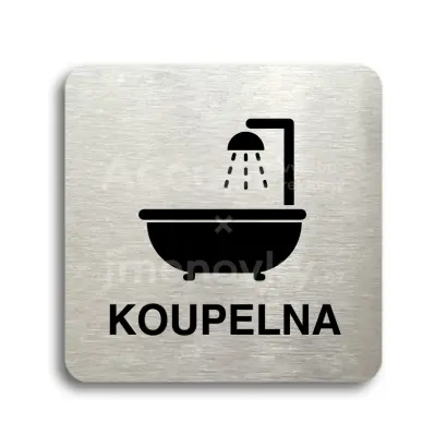 Piktogram "koupelna II" - stříbrná tabulka - černý tisk bez rámečku