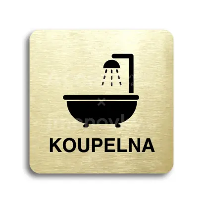 Piktogram "koupelna II" - zlatá tabulka - černý tisk bez rámečku