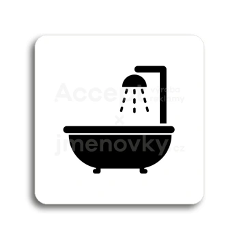 Piktogram "koupelna III" - bílá tabulka - černý tisk bez rámečku