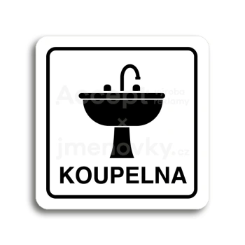 Piktogram "koupelna IV" - bílá tabulka - černý tisk