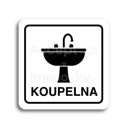 Piktogram "koupelna IV" - bílá tabulka - černý tisk