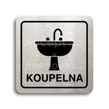 Piktogram "koupelna IV" - stříbrná tabulka - černý tisk