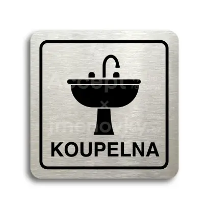 Piktogram "koupelna IV" - stříbrná tabulka - černý tisk