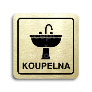 Piktogram "koupelna IV" - zlatá tabulka - černý tisk