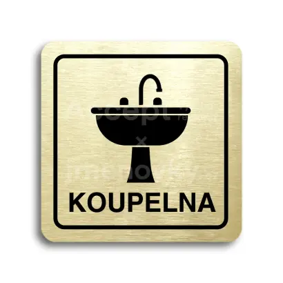 Piktogram "koupelna IV" - zlatá tabulka - černý tisk