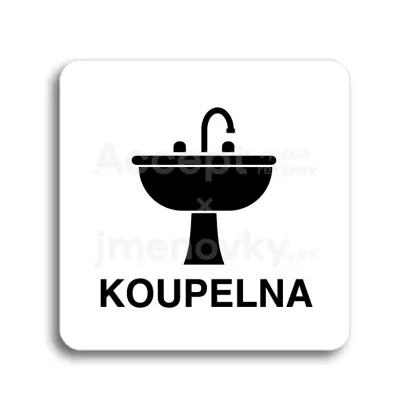 Piktogram "koupelna IV" - bílá tabulka - černý tisk bez rámečku
