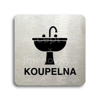 Piktogram "koupelna IV" - stříbrná tabulka - černý tisk bez rámečku