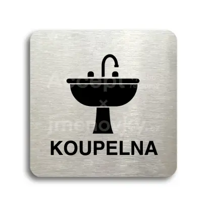 Piktogram "koupelna IV" - stříbrná tabulka - černý tisk bez rámečku