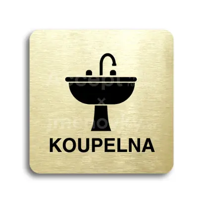 Piktogram "koupelna IV" - zlatá tabulka - černý tisk bez rámečku
