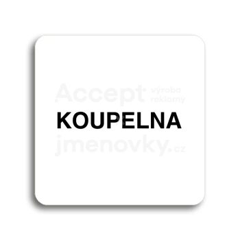 Piktogram "koupelna" - bílá tabulka - černý tisk bez rámečku